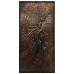 Antique African Art Kongolo, Relief in Brass, 1979