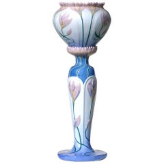 Liberty Italian Laveno Ceramic Floral Art Nouveau Cachepot with Stand