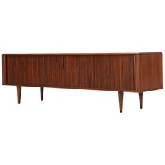 Mid-Century Modern Tambour-Door Walnut Credenza