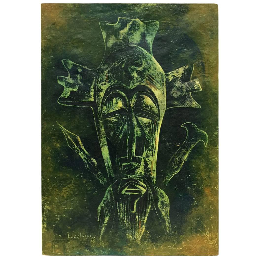 African Art , an Oil Painting by Luzolano, 1978  For Sale