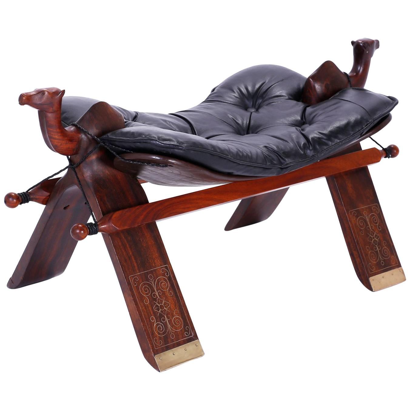 Anglo-Indian Rosewood Camel Foot Stool