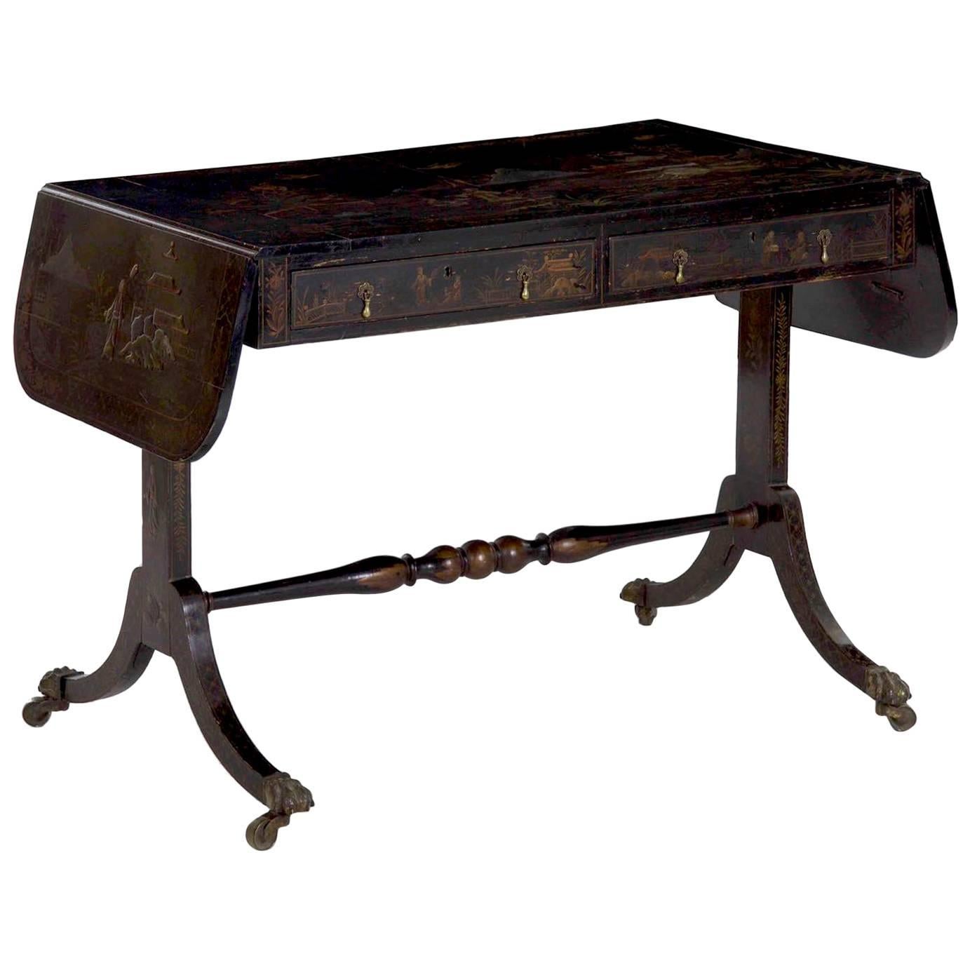 19th Century English Regency Chinoiserie Decorated Sofa Table