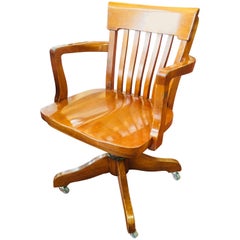 20th Century Italian Swivel Desk Chair Made Out of Beechwood with New Casters