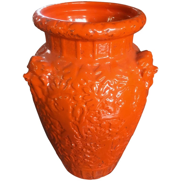 Italian Ceramic Vase in Bright Orange For Sale at 1stDibs bright