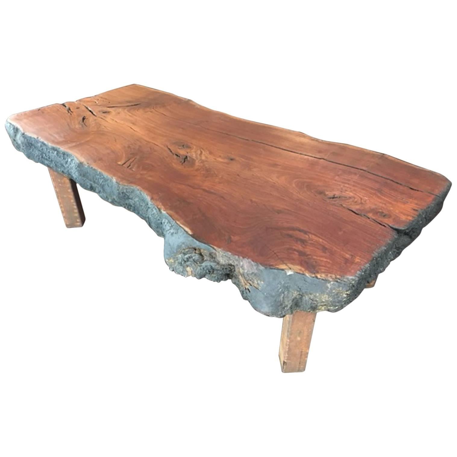 Huge Coffee Table or Display Table in Eucalyptus Wood For Sale