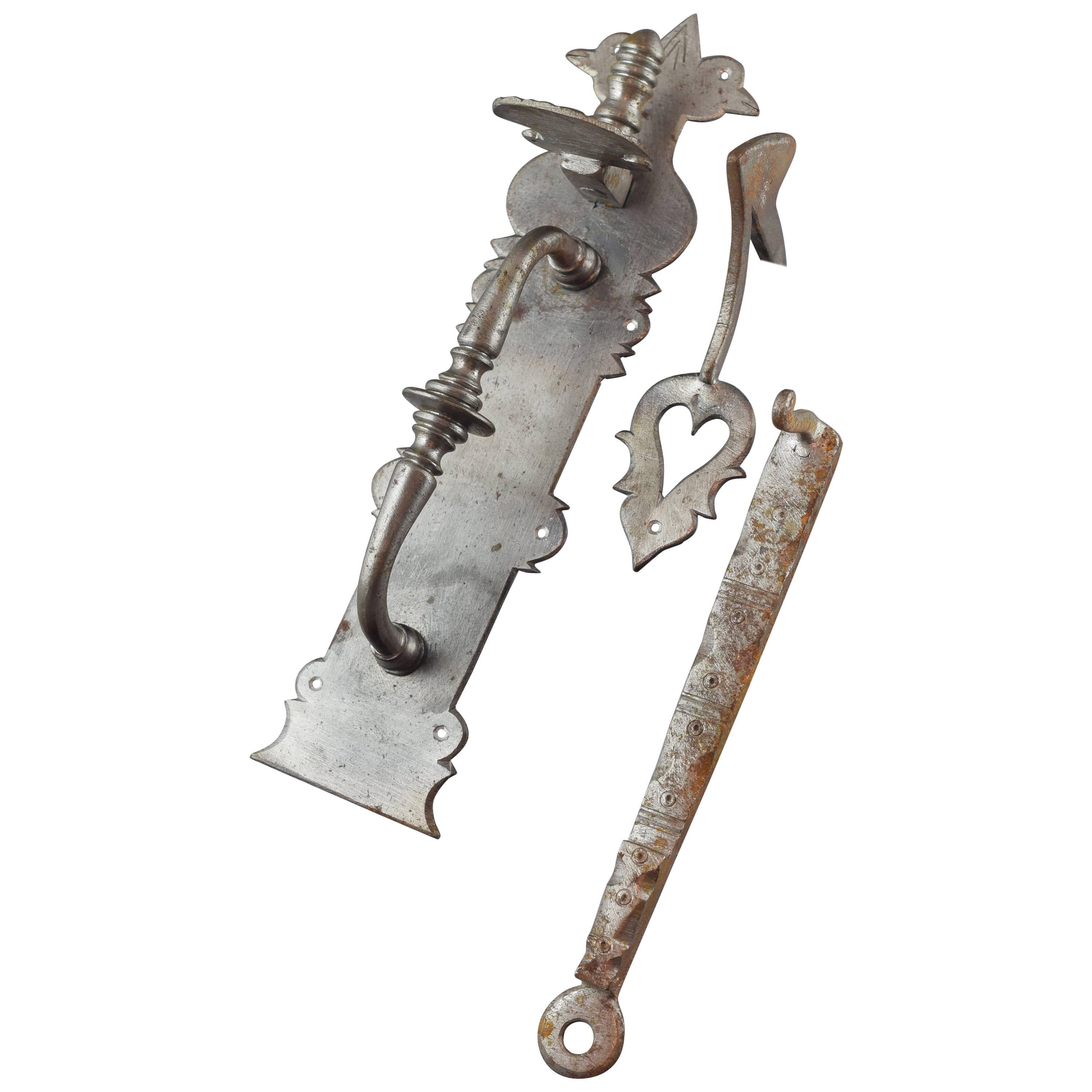 Wrought Iron Handle with Bolt, after Baroque Models, 20th Century