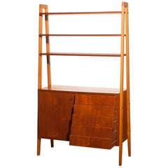 1950s, Teak and Beech Room Divider / Cabinet / Bookshelves, Sweden