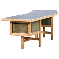 Unique Modernist Desk, 1970s French Design in the Style of Pierre Chapo
