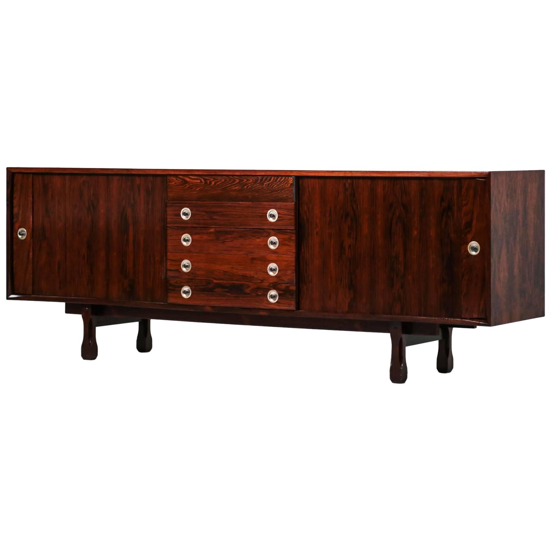 Italian Rosewood Sideboard, 1960s Design in Style of Gianfranco Frattini For Sale