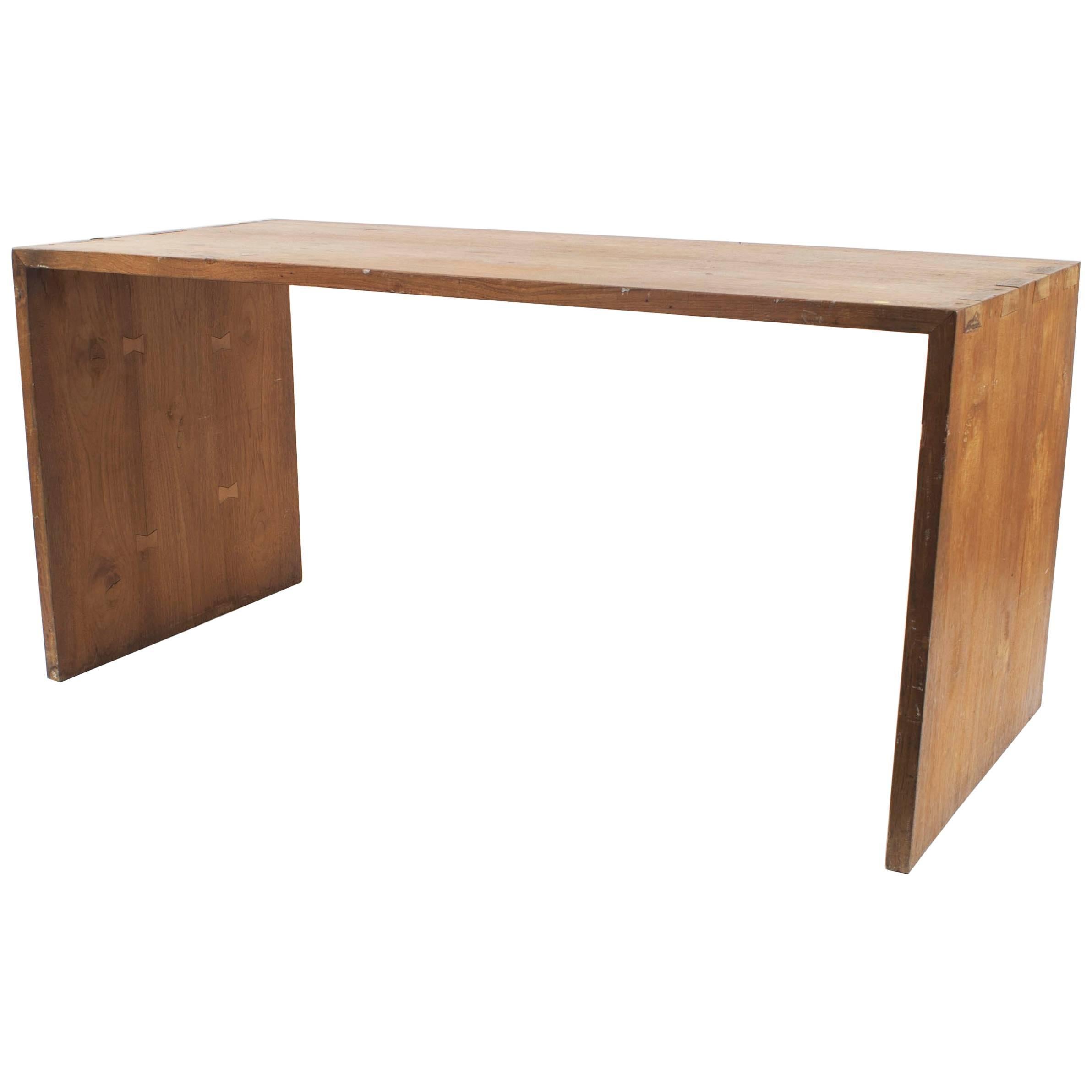 Post War Minimalist Pine Table Desk with Exposed Dovetails