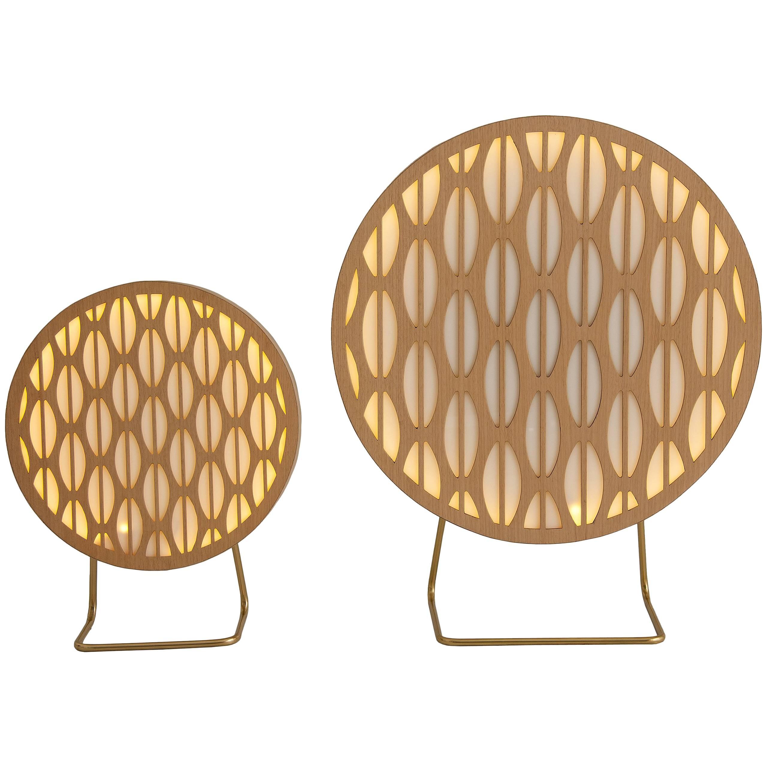 Big Pirulito Brazilian Contemporary Graphic Pattern Wood Table Lamp by Lattooga
