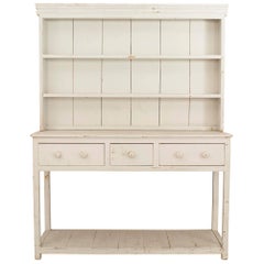 American Country Style Antique White Hutch