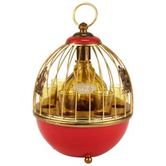 Vintage Mid-Century Modern Musical Bird Cage Decanter Set