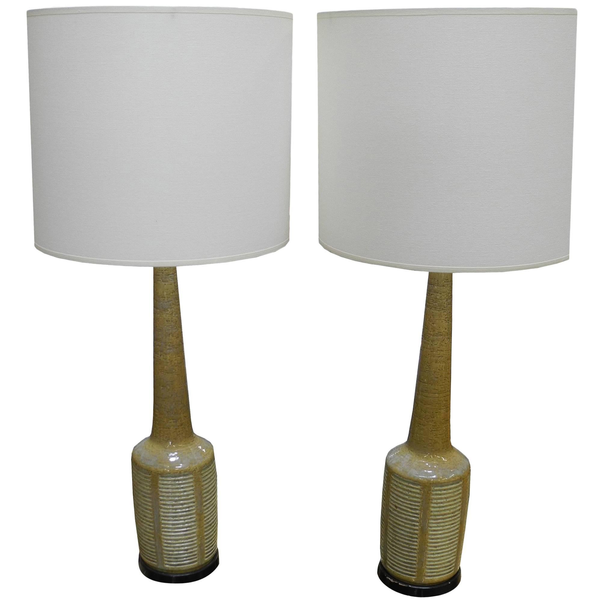 Pair of Danish Modern Palshus Ceramic Lamps for Hansen For Sale