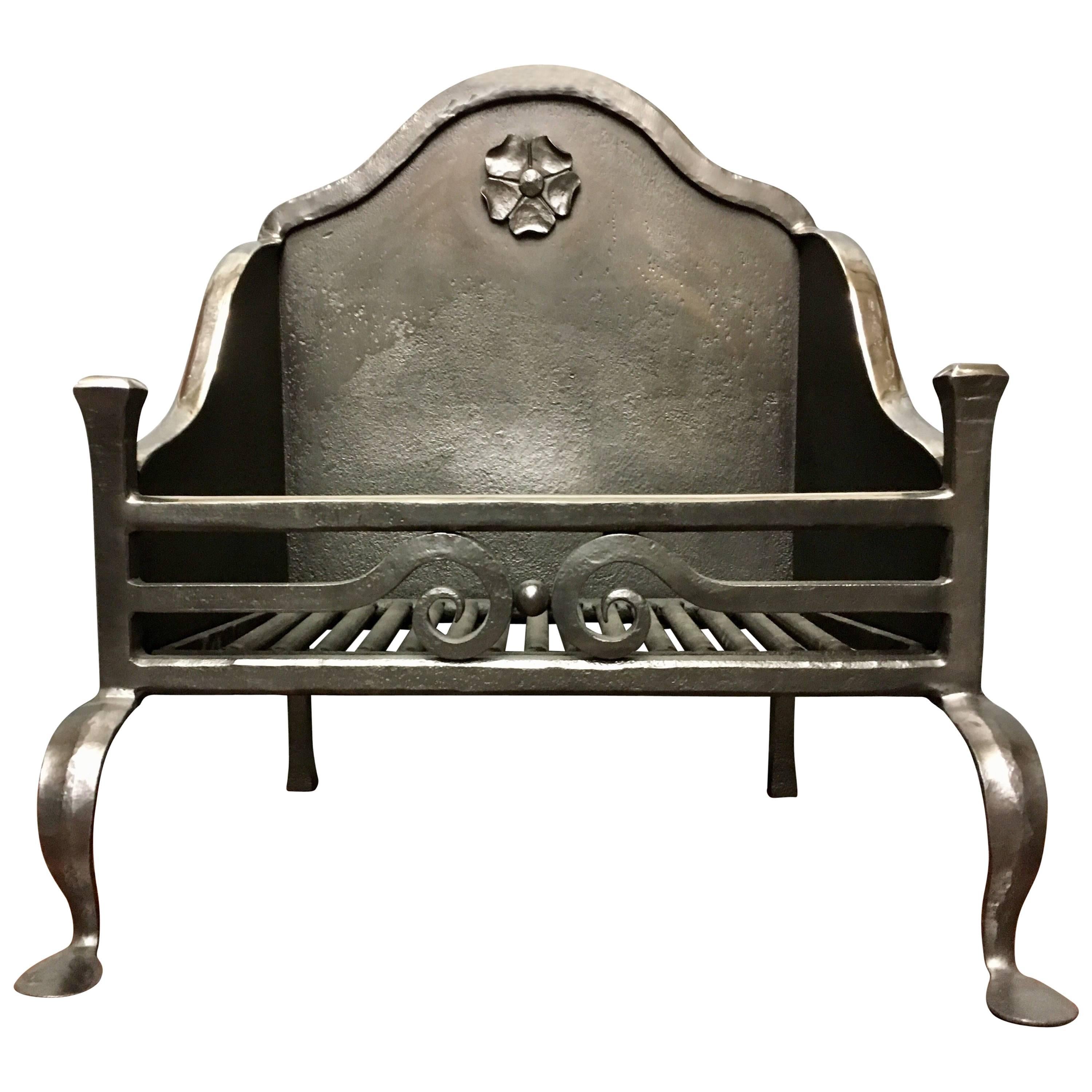 Period 20th Century Wrought Iron Fire Basket Grate For Sale