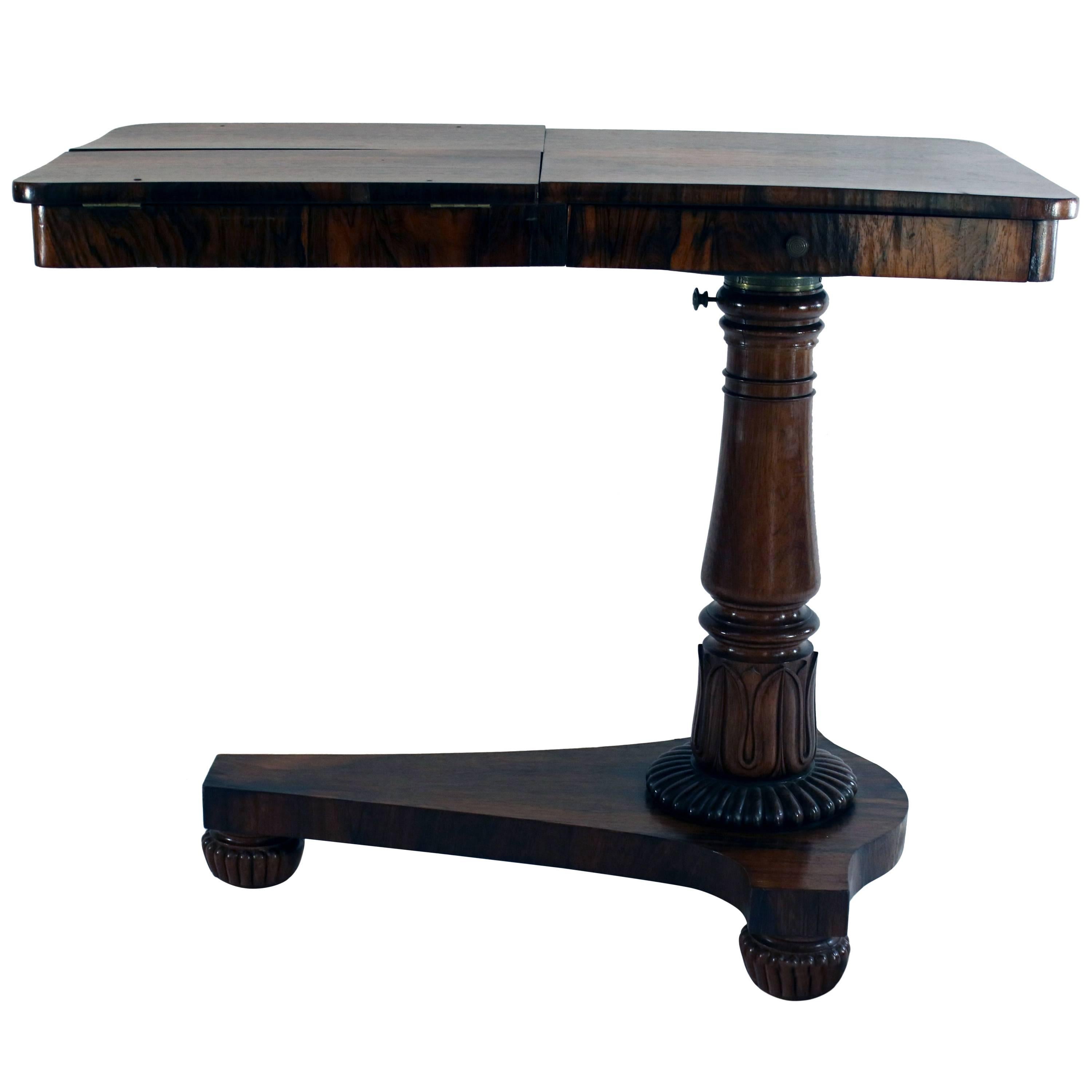 19th Century Rosewood Regency Duo Angle Adjustable Bookrest Reading Table For Sale