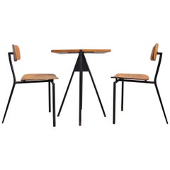 Set of Pair of Three-Leg Chairs and Bistro Table