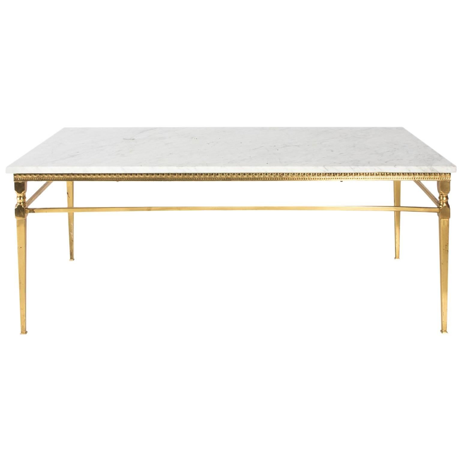 Brass and Marble Top Coffee Table at 1stDibs