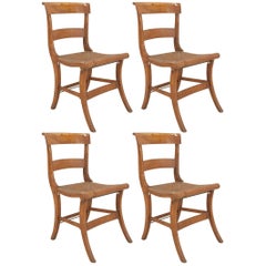 Antique Set of 4 American Federal Tiger Maple Side Chairs