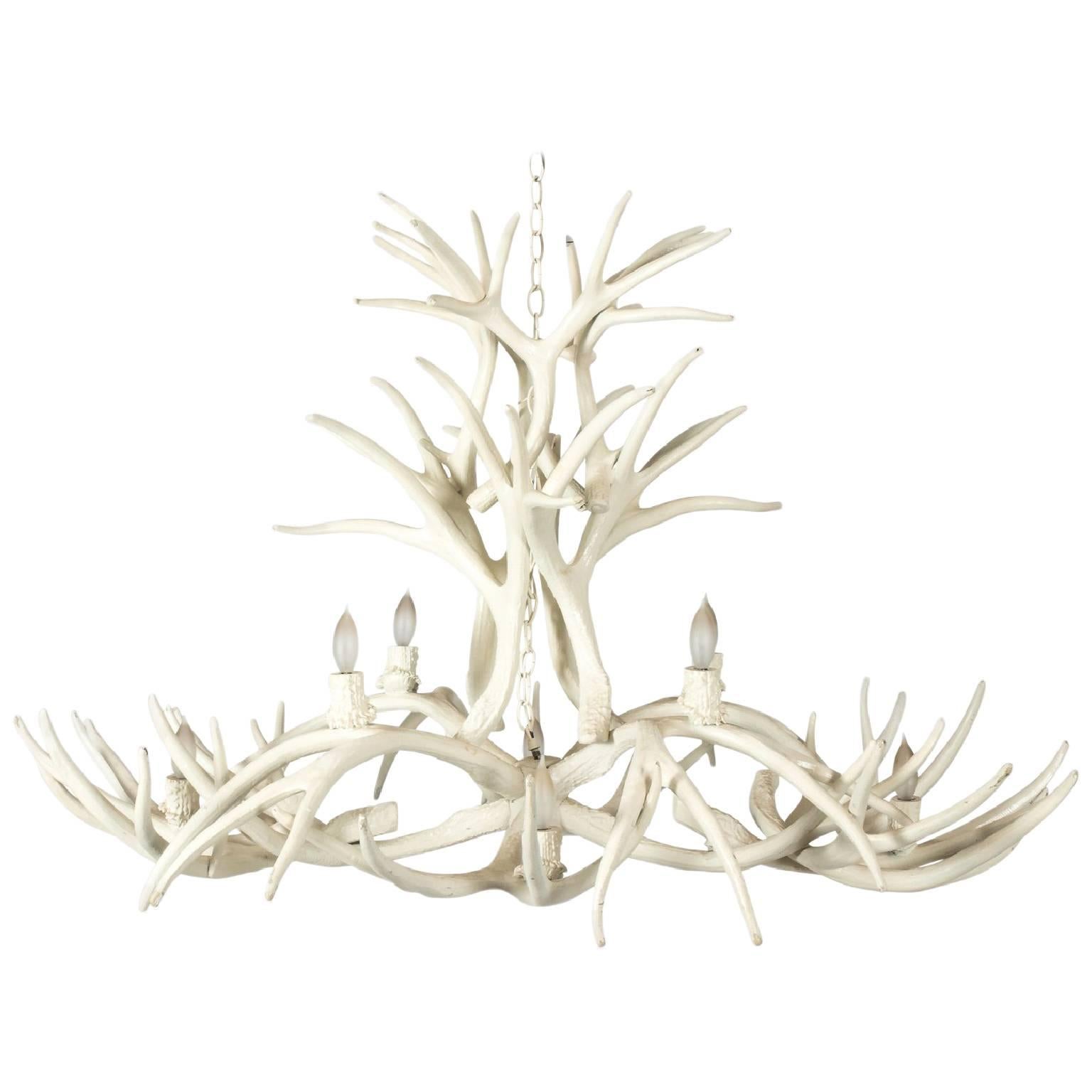 White Painted Horn Chandelier
