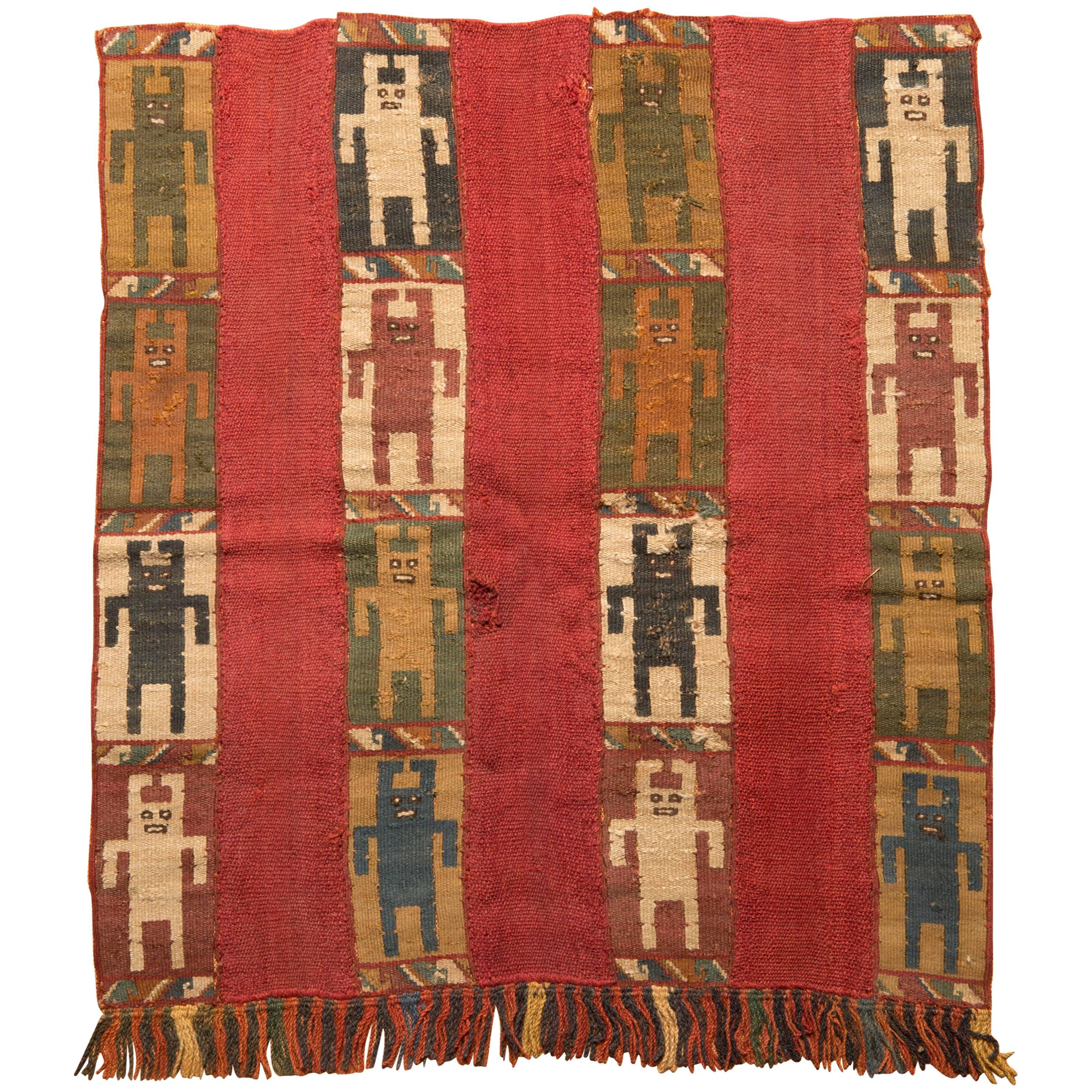 Pre-Columbian Inca Mantle with 16 Figures, Peru, 1476-1534 AD For Sale