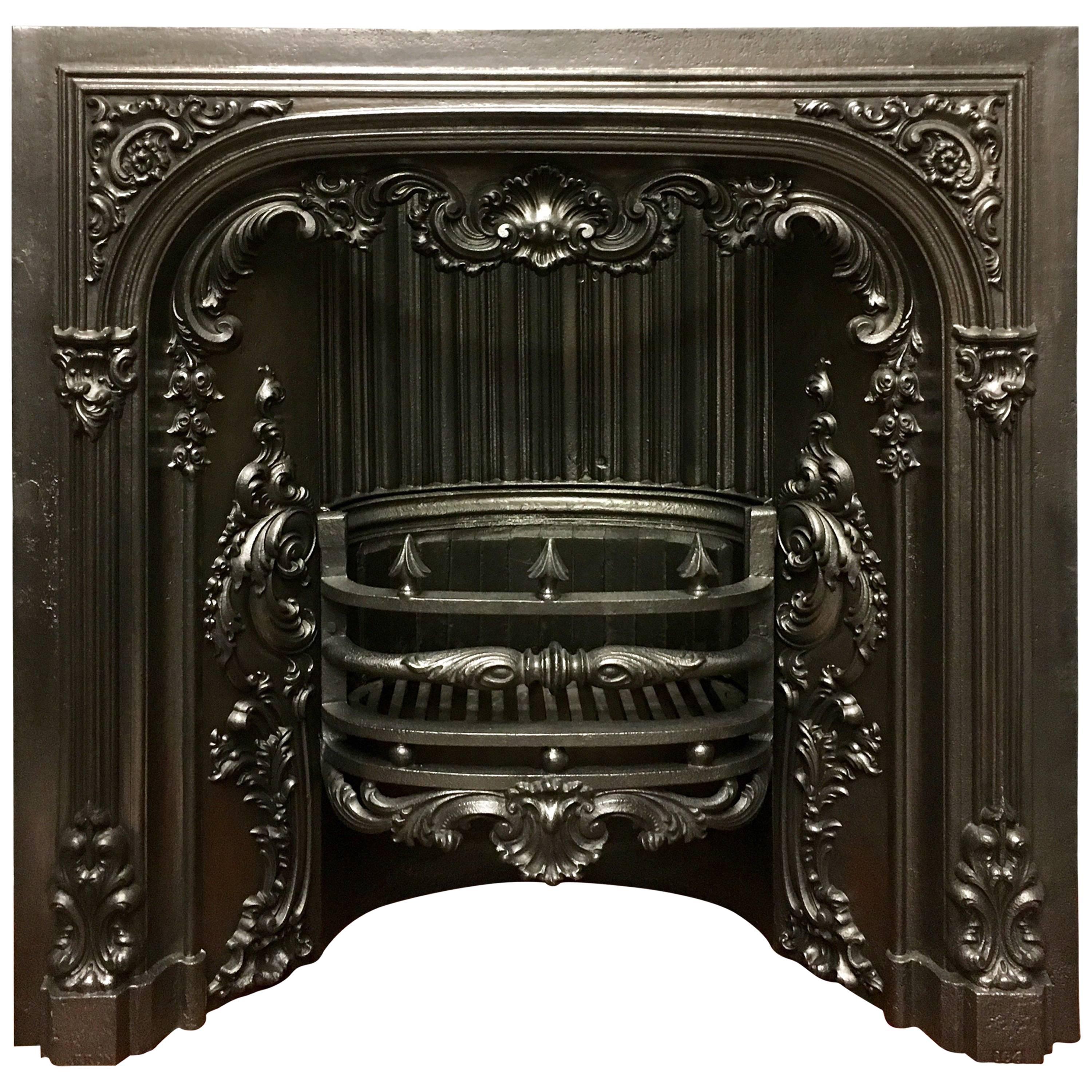 Antique 19th Century Victorian Cast Iron Fireplace Insert