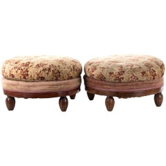 Pair of Round Upholstered Cushion Stools