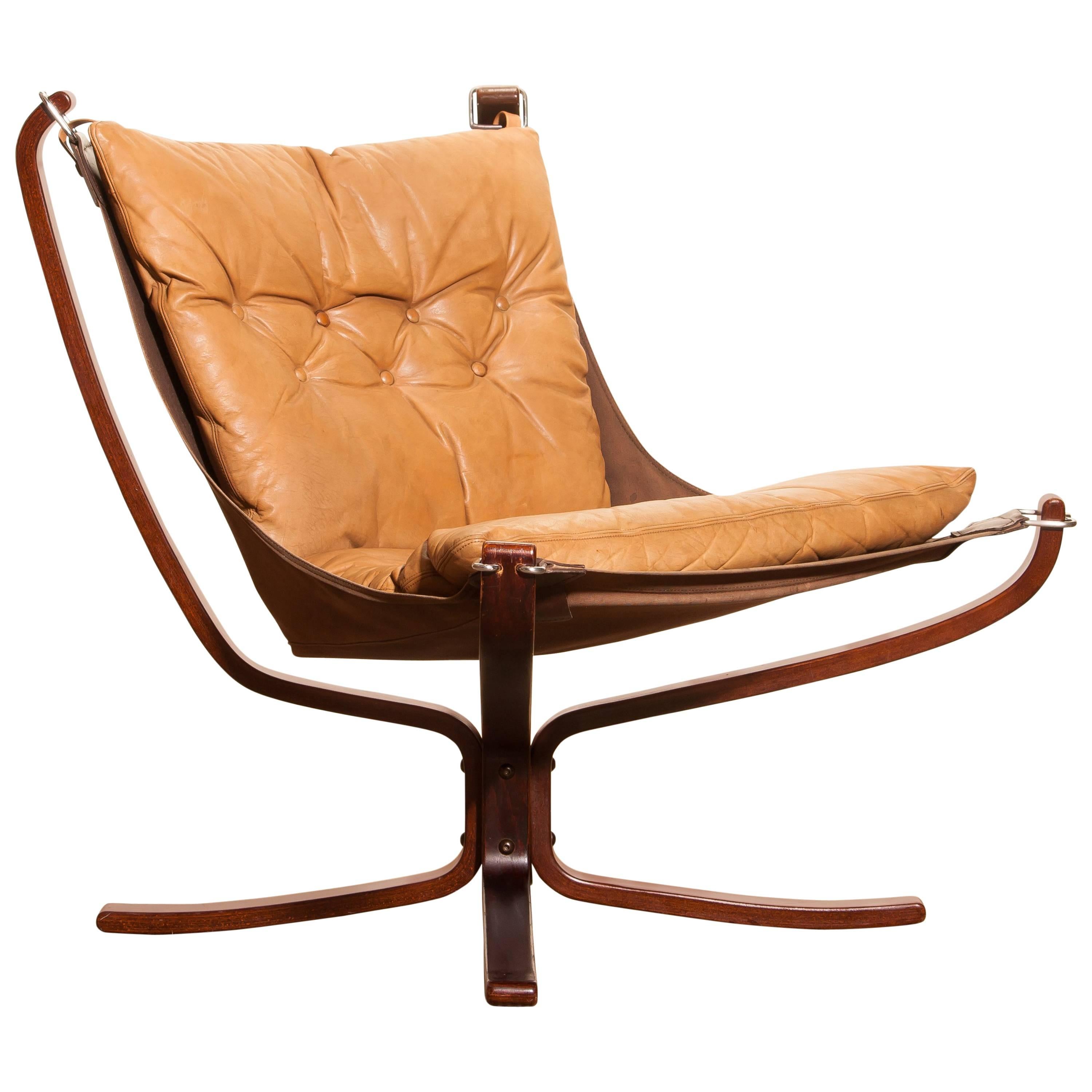 1970s, Camel Leather Lounge, Armchair by Sigurd Ressell