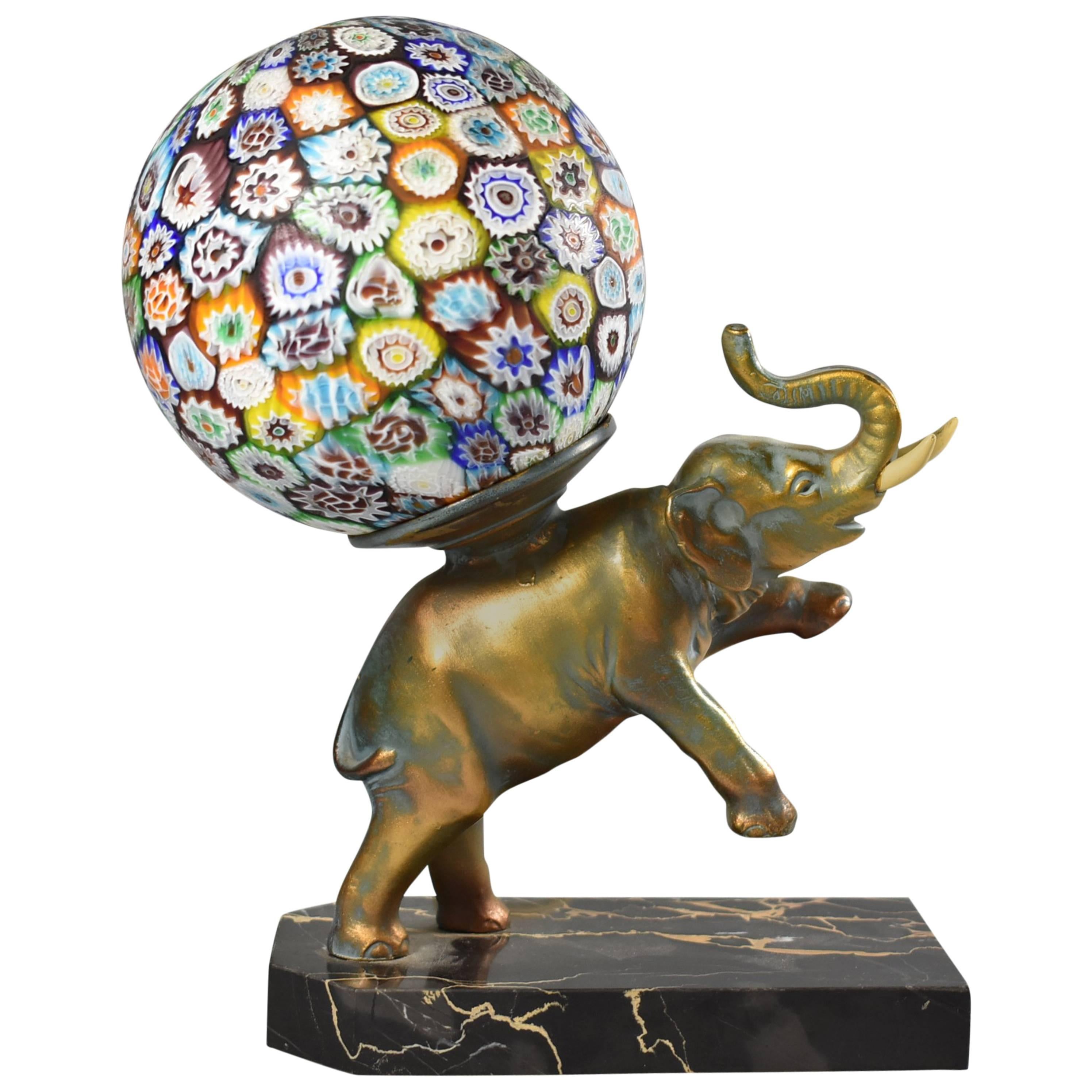 Elephant Single Socket Table Lamp Italian Murano Millefiori Glass Shade / Globe