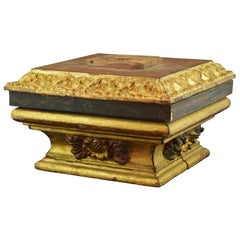 Polychromed and Giltwood Plinth, Spain, Baroque, 17th Century