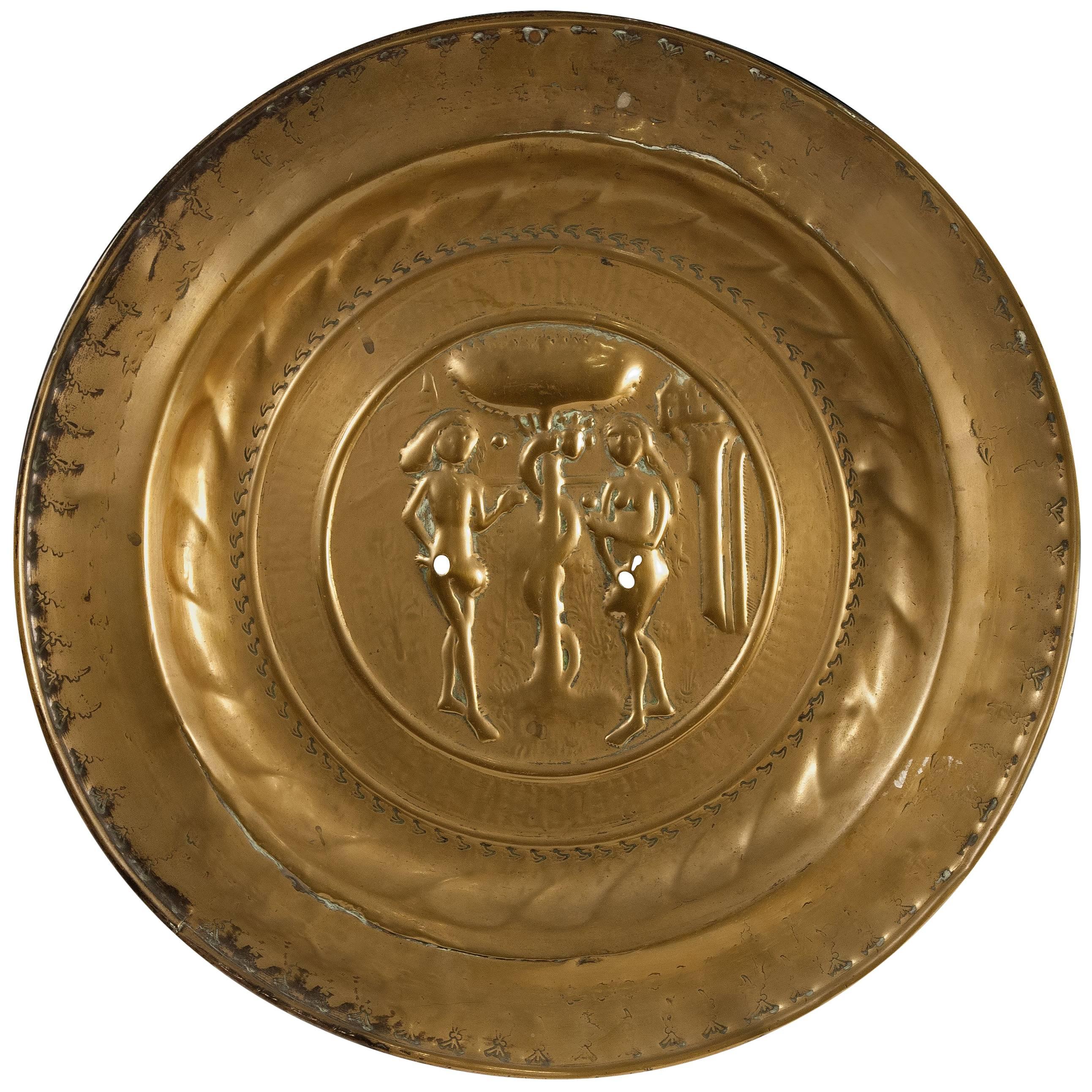 Gilt Brass Alms Collecting Dish, Nuremberg, Germany, 16th Century For Sale