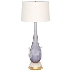 Barovier and Toso Murano Glass Lamp in Lavender with Ribbed Texture
