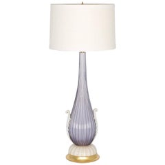 Barovier and Toso Murano Glass Lamp in Lavender with Ribbed Texture