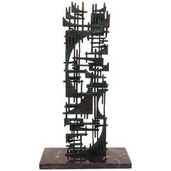 Gunther Gerzso Bronze Abstract Sculpture on Marble Base