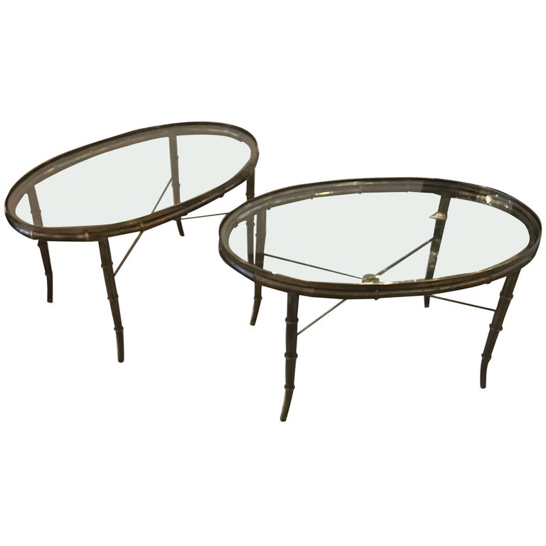 Pair of Mastercraft Oval Coffee Tables For Sale at 1stDibs