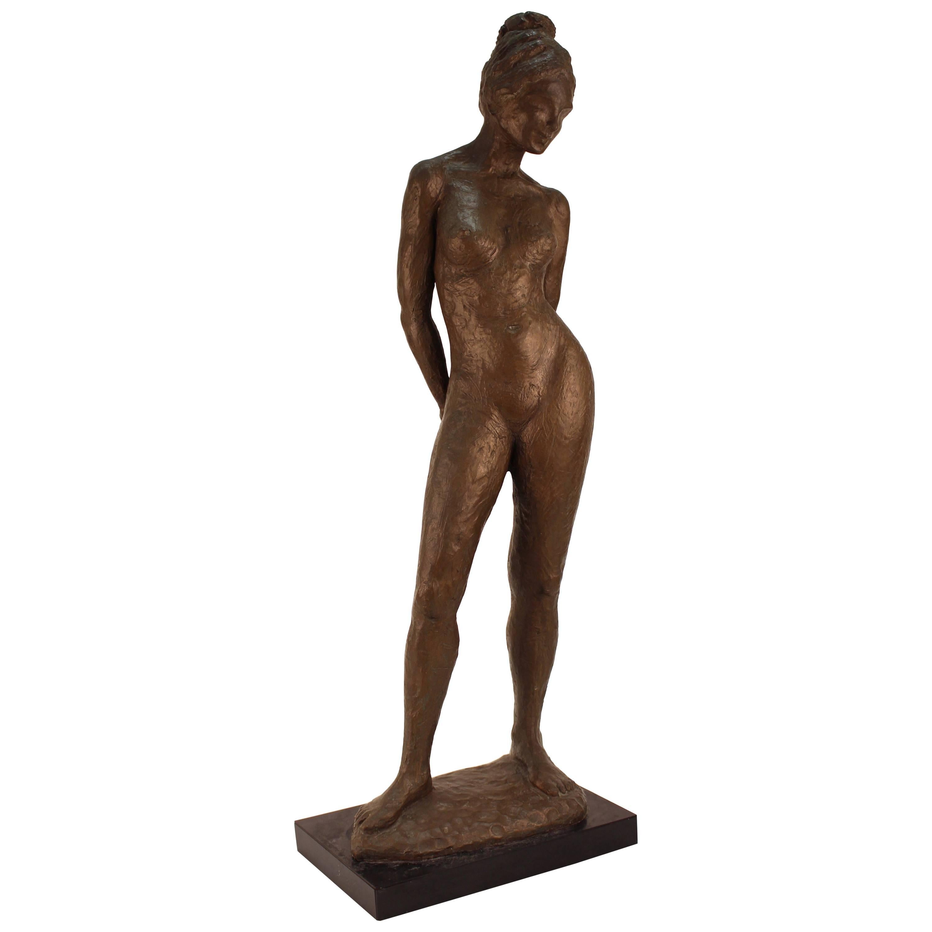 Midcentury Signed Ceramic Sculpture of a Nude Woman
