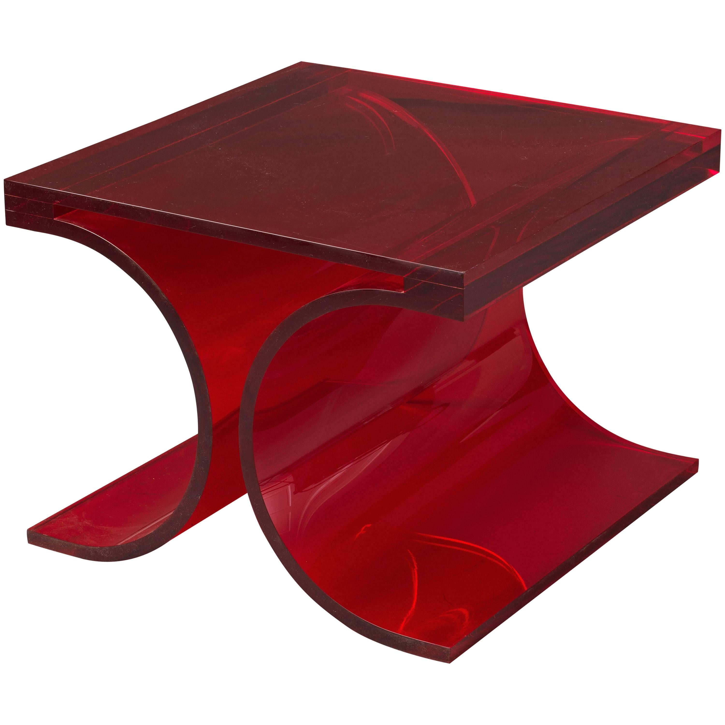 Michel Boyer & Jean-Pierre Laporte, Prototype Side Table, Red Altuglas, 2009