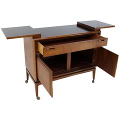 Danish Mid-Century Modern Walnut Flip Top Server Bar