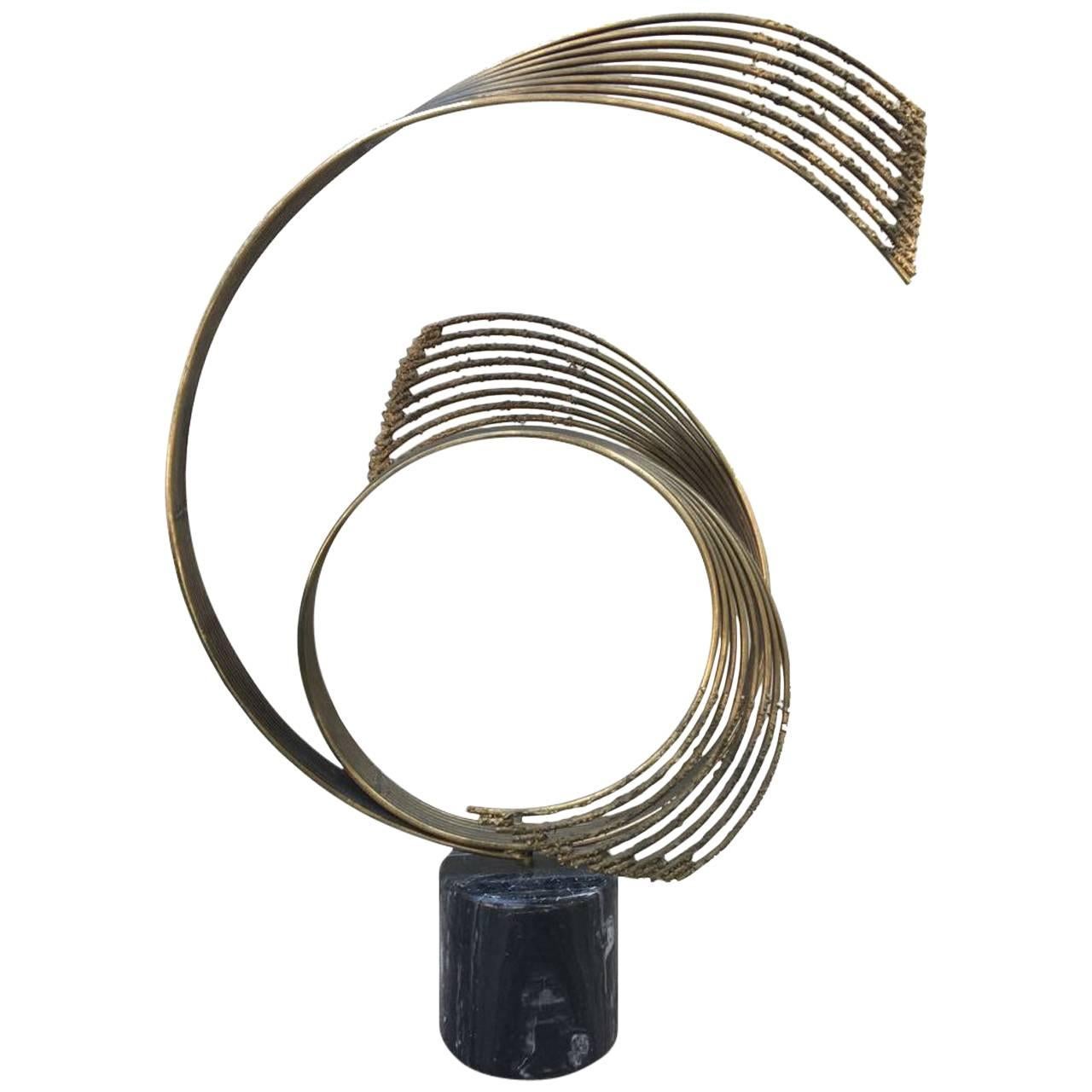 Steel and Brass Abstract Sculpture by Curtis Jere