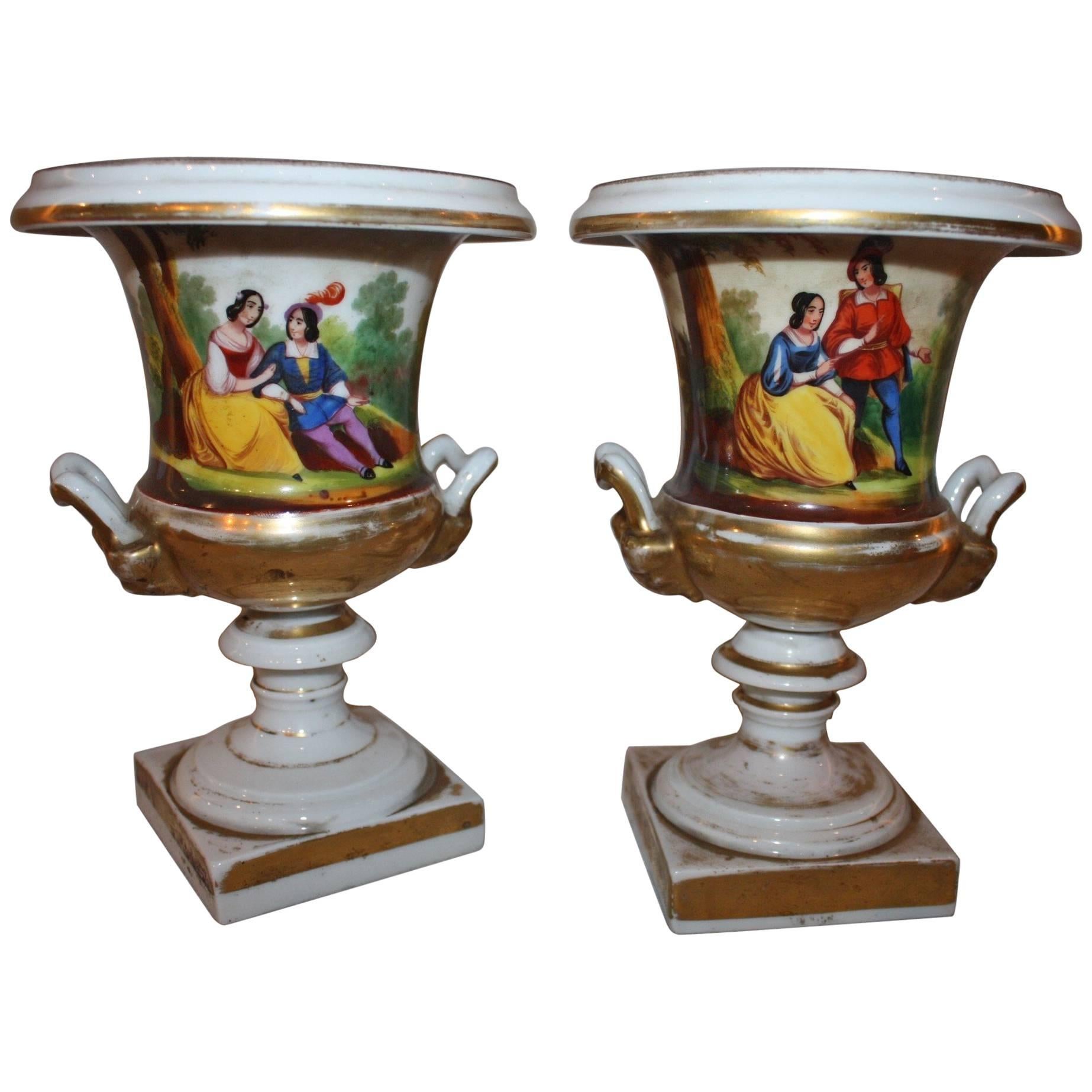 Paar Vasen aus dem 19. Jahrhundert „Porcelaine de Paris“