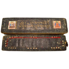 Antico libro di preghiere tibetano Sutra Manoscritto, 18° secolo