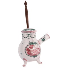 Antique French Faience Chocolate Pot and Stirrer, circa 1770