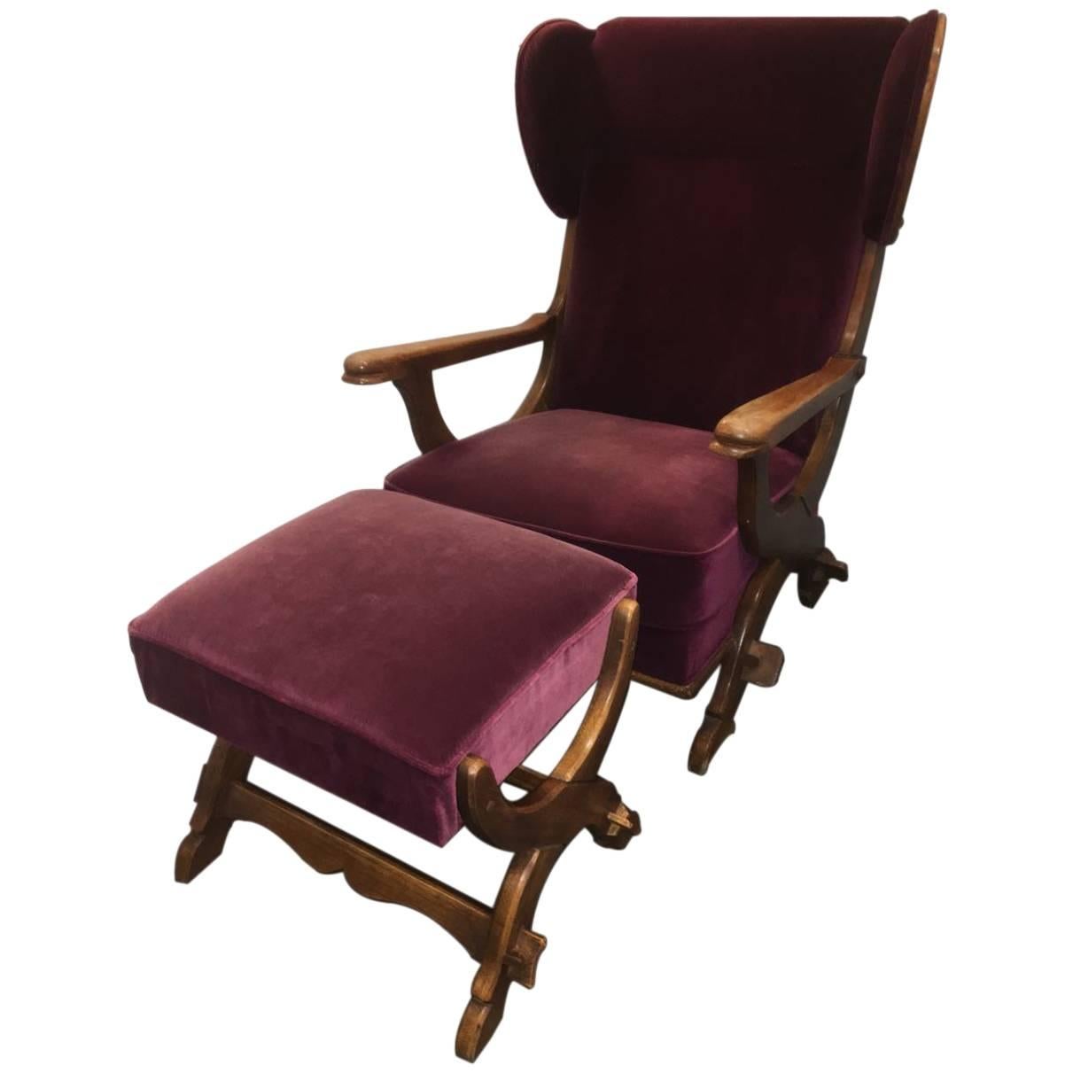 Windback Chair with Ottoman European Oak