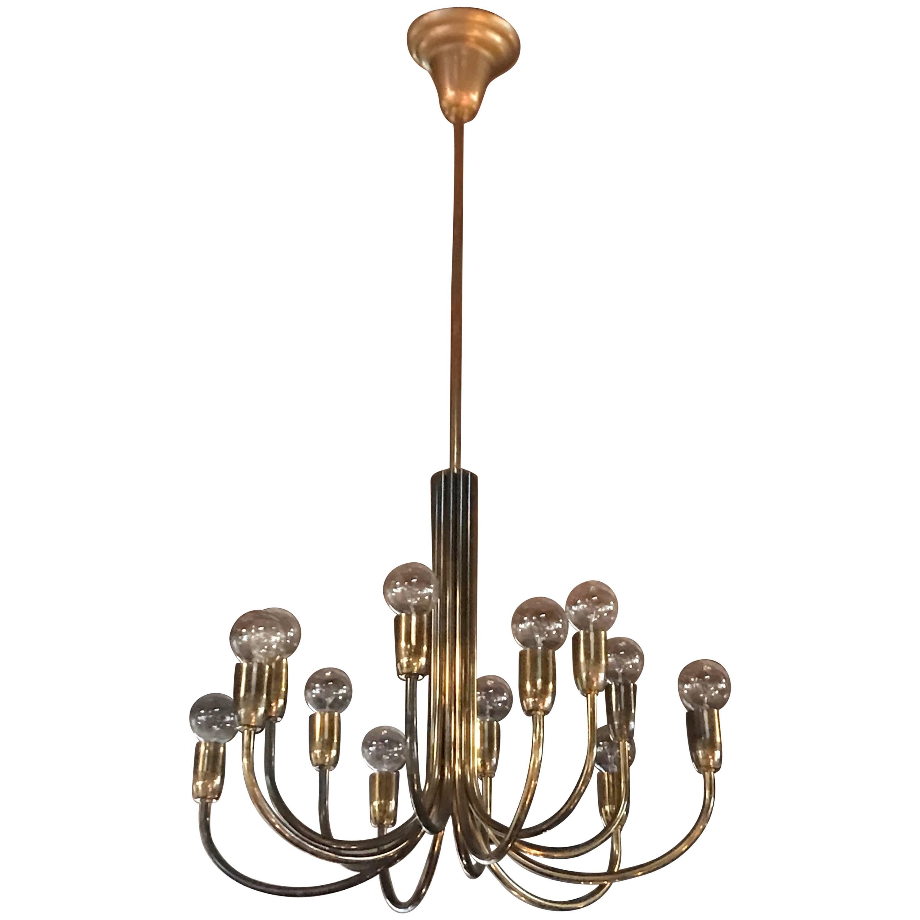 Italian Brass Chandelier with 12 Lights