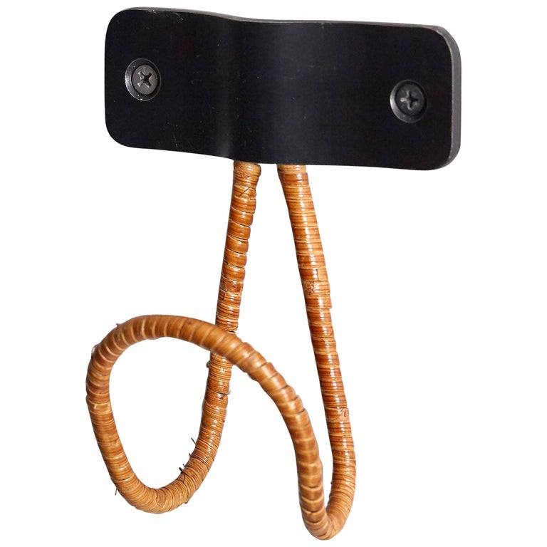 Wicker and Iron Coat Hook by Orange For Sale