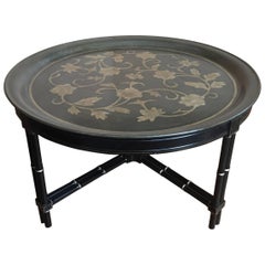 Great Looking Round Black and Gold Tray Coffee Table