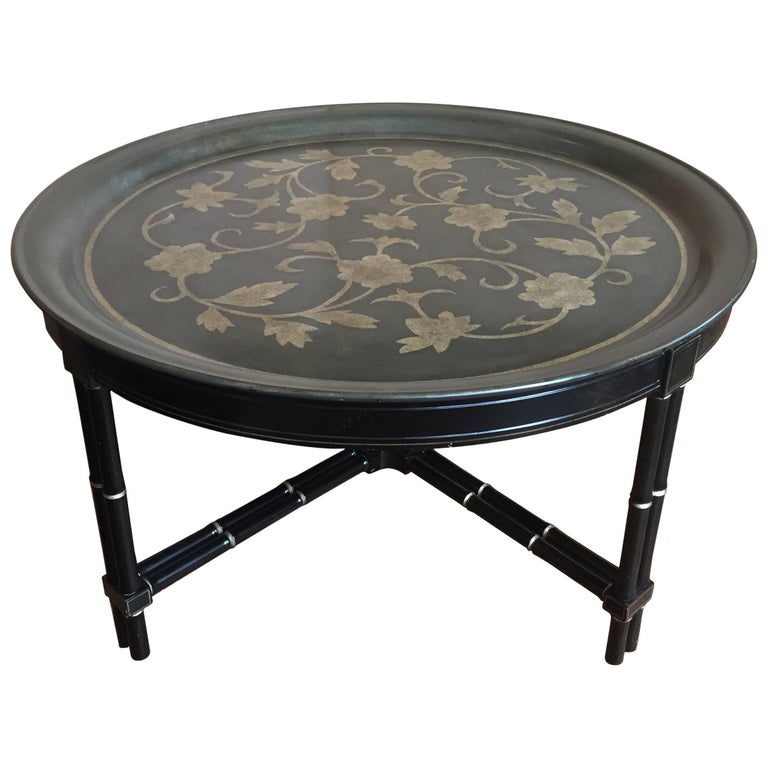 Round Black And Gold Tray Coffee Table, Coffee Table Tray Black And Gold
