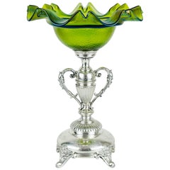 Historistic Silver Centrepiece with Nice Green Glass Shade, circa 1890s