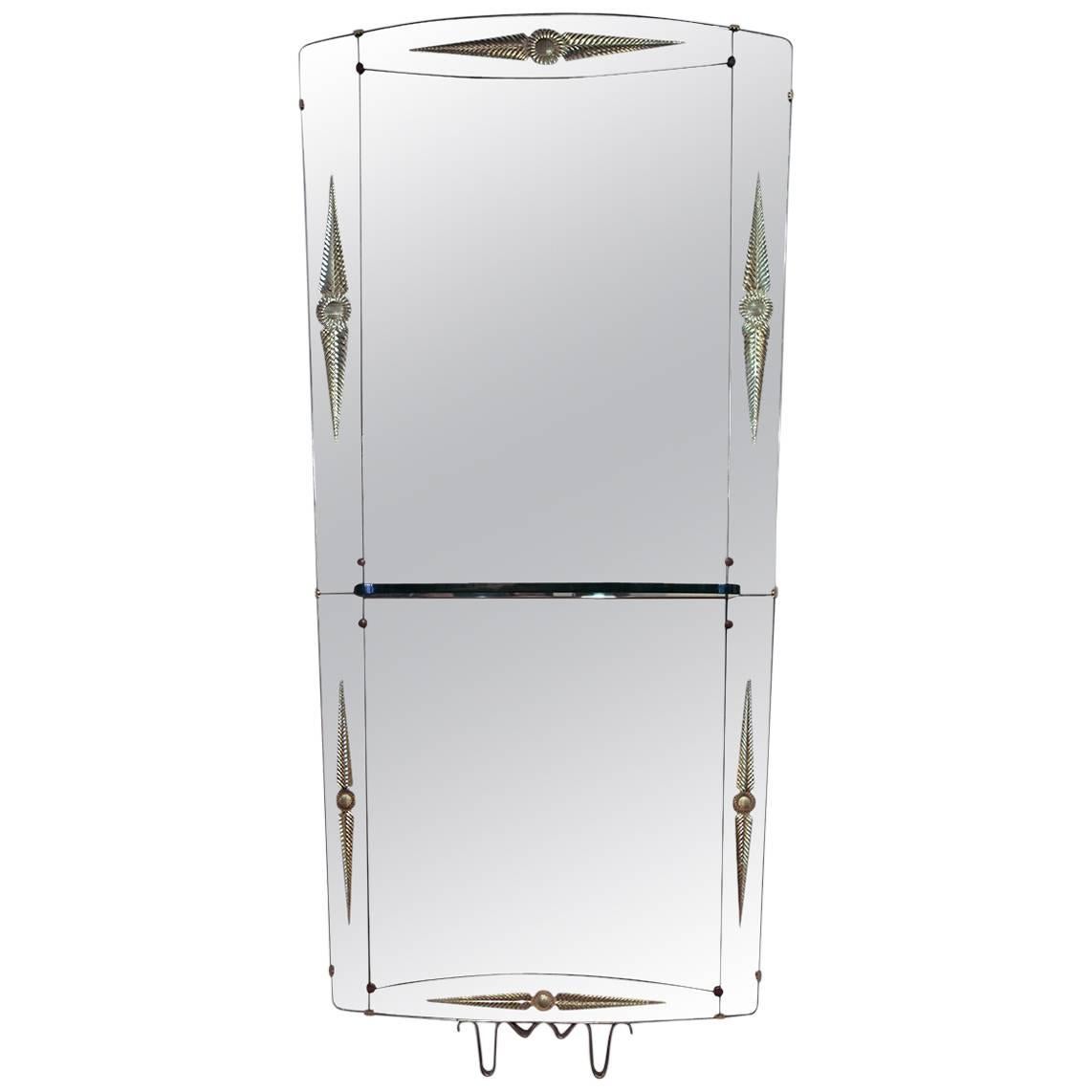 Tall Console Mirror Attributed to Cristal Art