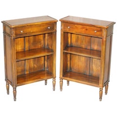 Used Matching Pair of Theodore Alexander Republic Low Bookcases with Single Drawer